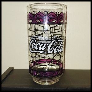 Vintage Coca Cola Stained Glass Style Drinking Glass